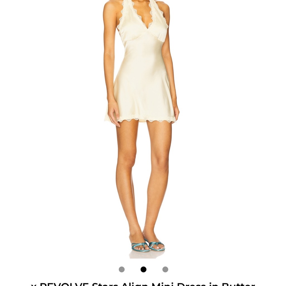 Elegant Cream Lace Trim dress halter
